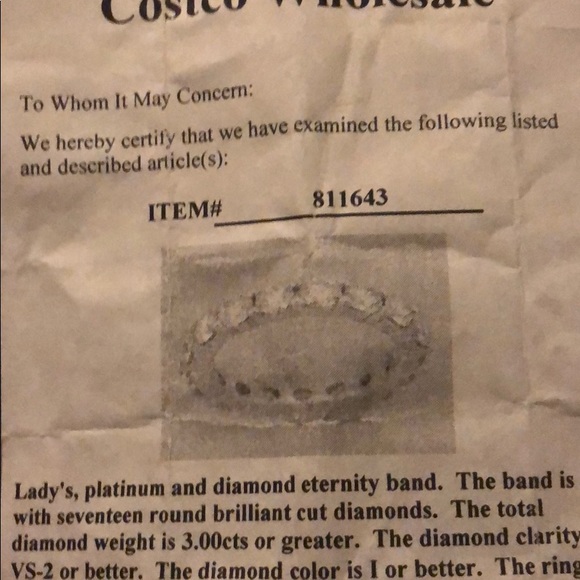 3.00ct Platinum diamond eternity band - Picture 3 of 5